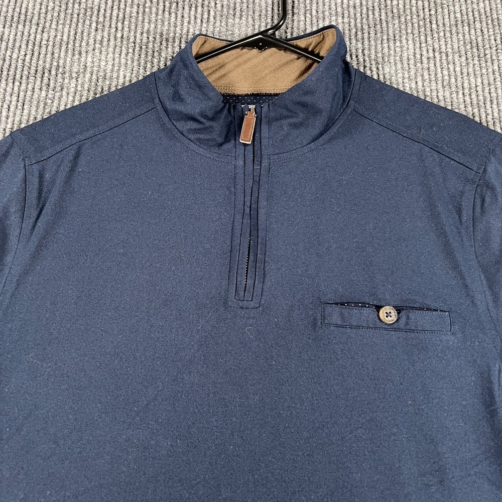 Age of Wisdom Sweatshirt Mens Large Blue Long Sleeve 1/4 Zip Mock Neck Pullover